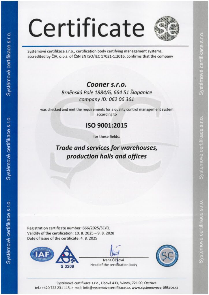 Certificate ISO 9001:2015 No. 666/2025/SC/Q, valid until 9 August 2028